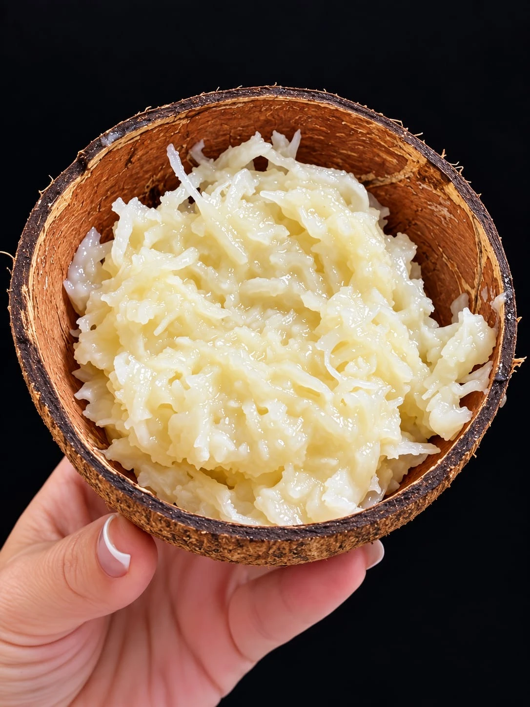 Polpa de coco servida na casca